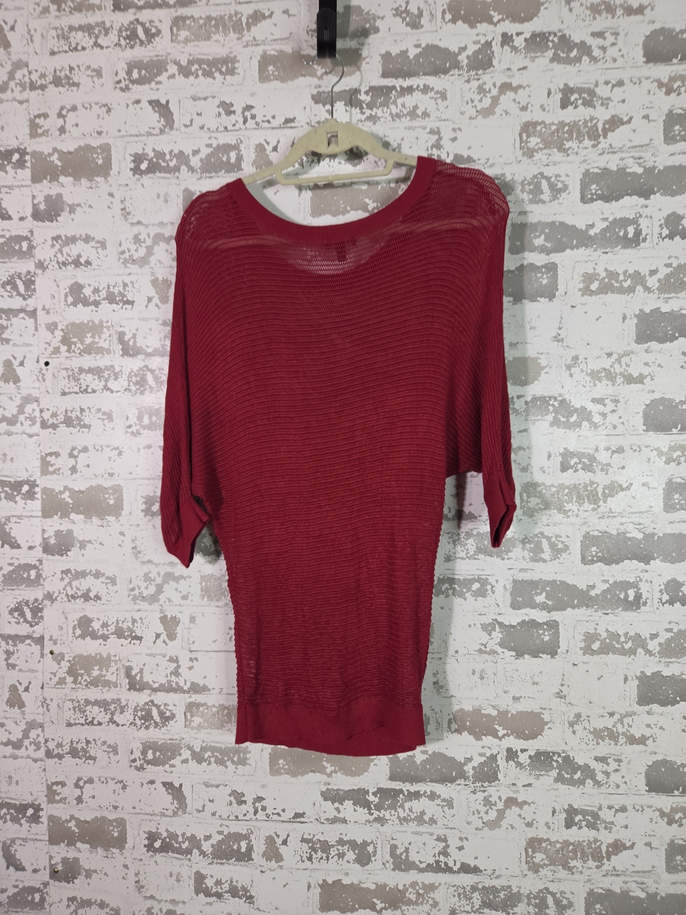 Express Boho Open Knit Dolman Sweater Berry Red Top Size Small